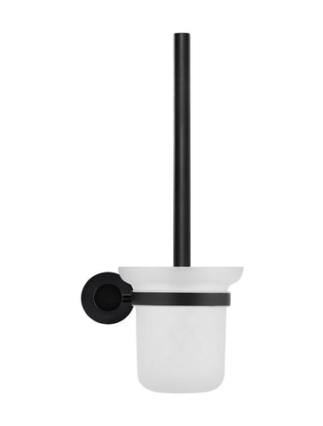 Round Toilet Brush & Holder - Matte Black