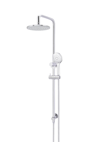 Round Combination Shower Rail 200mm Head, Three Function Hand Shower - Polished Chrome