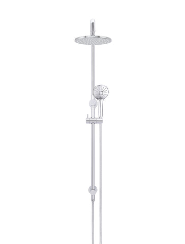 Round Combination Shower Rail 200mm Head, Three Function Hand Shower - Polished Chrome