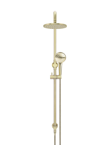 Round Combination Shower Rail, 200mm Head, Three Function Hand Shower - Tiger Bronze