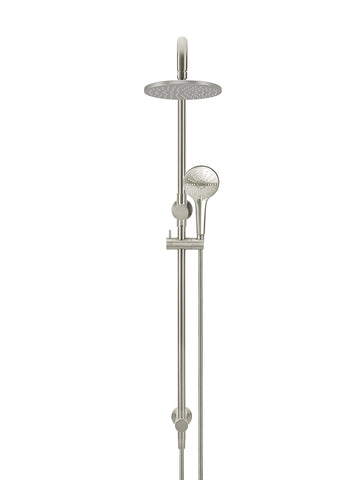 Round Combination Shower Rail, 200mm Head, Three Function Hand Shower - PVD Brushed Nickel
