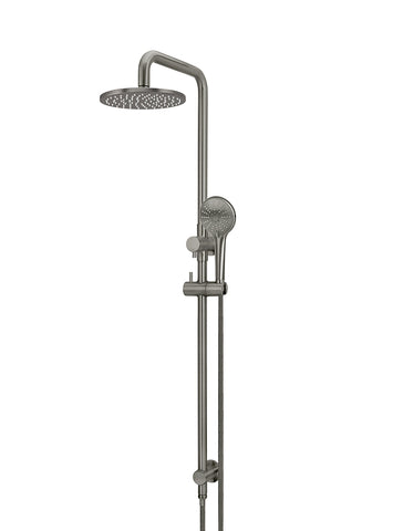 Round Combination Shower Rail, 200mm Head, Three Function Hand Shower - Shadow