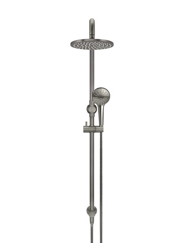 Round Combination Shower Rail, 200mm Head, Three Function Hand Shower - Shadow