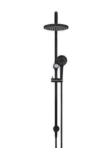Round Combination Shower Rail, 200mm Head, Three Function Hand Shower - Matte Black