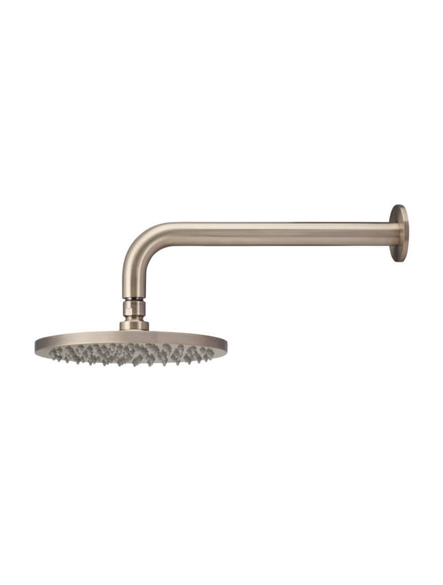 Meir Round Wall Shower 200mm rose, 300mm curved arm - Champagne (SKU: MA0904-CH) Image - 2