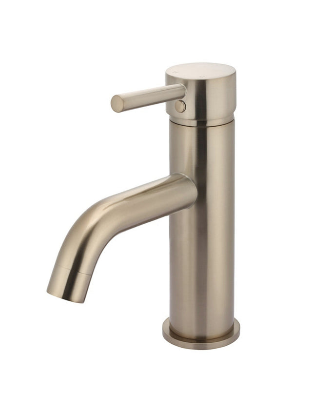 Meir Round Basin Mixer Curved - Champagne (SKU: MB03-CH) Image - 1