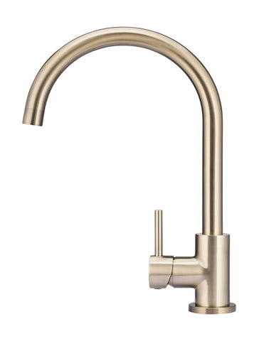 Round Gooseneck Kitchen Mixer Tap - Champagne