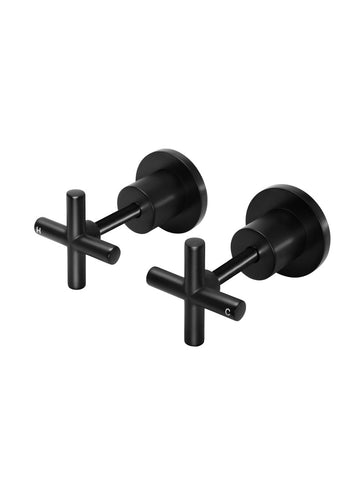 Cross Handle Jumper Valve Wall Top Assemblies - Matte Black