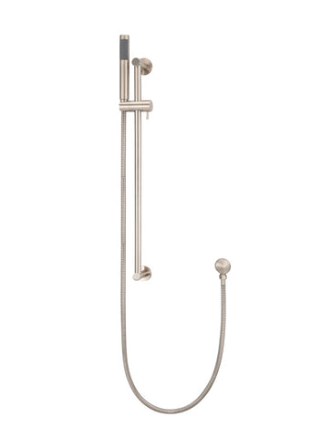 Round Shower on Rail Column, Single Function Hand Shower - Champagne