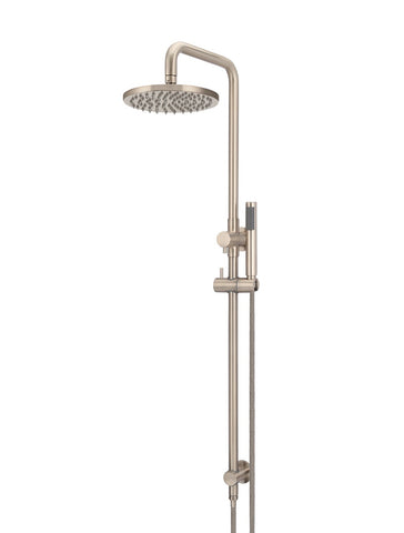 Round Combination Shower Rail, 200mm Head, Single Function Hand Shower - Champagne