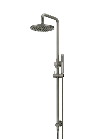 Round Combination Shower Rail, 200mm Head, Single Function Hand Shower - Shadow