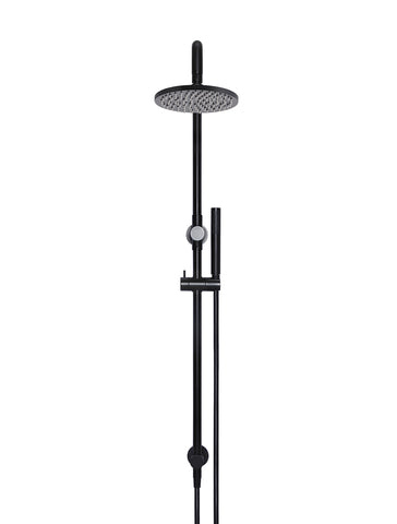 Round Combination Shower Rail, 200mm Head, Single Function Hand Shower - Matte Black