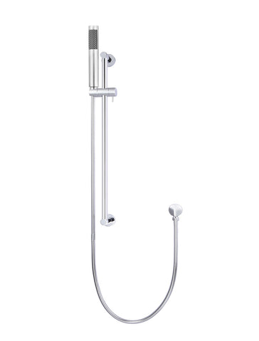 Round Hand Shower on Rail Column, Single Function Shower Hand - Polished Chrome