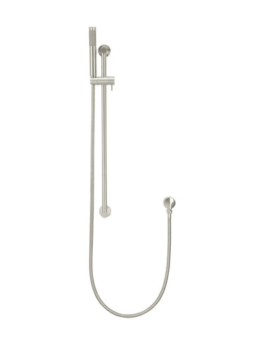 Round Shower on Rail Column, Single Function Hand Shower - PVD Brushed Nickel