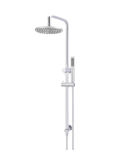 Round Combination Shower Rail 200mm Head, Single Function Hand Shower - Polished Chrome