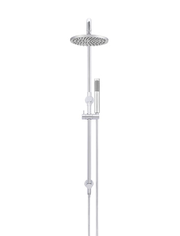 Round Combination Shower Rail 200mm Head, Single Function Hand Shower - Polished Chrome