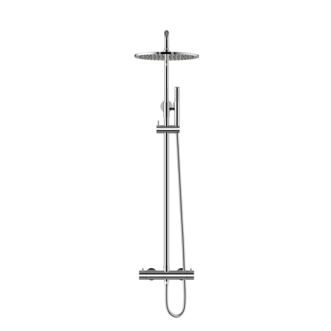 Exposed Thermostatic Shower Valve with Fixed Head & Single-Function Shower Kit - Chrome