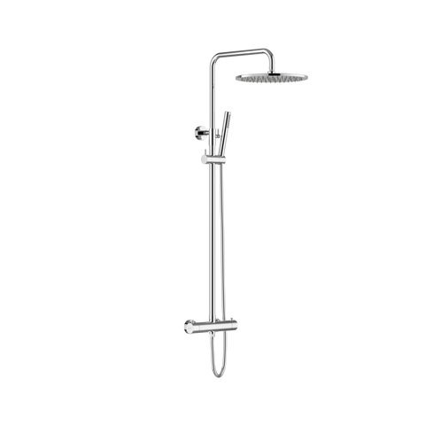 Exposed Thermostatic Shower Valve with Fixed Head & Single-Function Shower Kit - Chrome