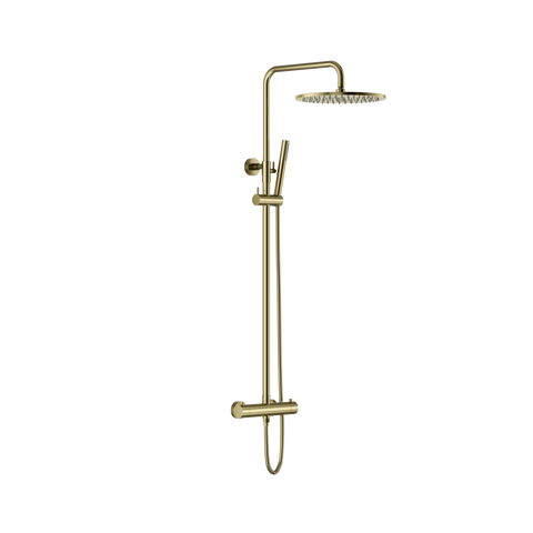 Exposed Thermostatic Shower Valve with Fixed Head & Single-Function Shower Kit - Tiger Bronze