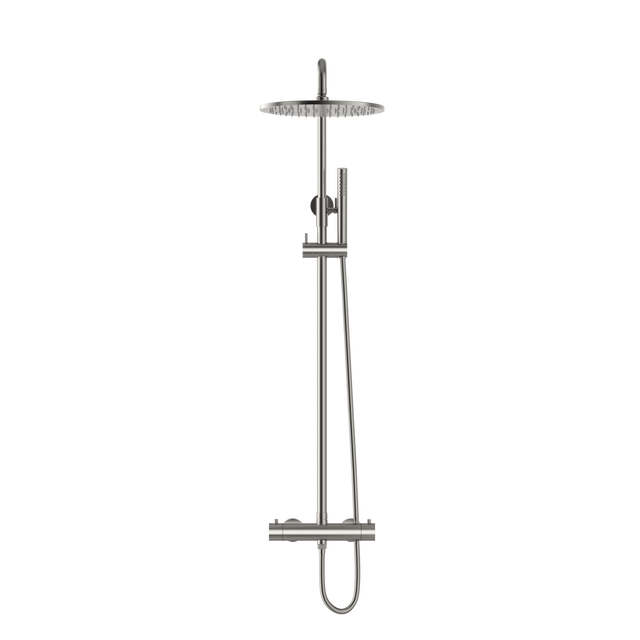 Meir UK Exposed Thermostatic Shower Valve with Fixed Head & Single-Function Shower Kit - Brushed Nickel (SKU: MZT01N-SET-PVDBN) Image - 2