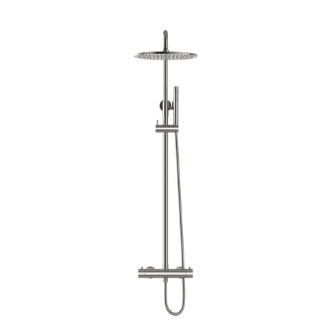 Exposed Thermostatic Shower Valve with Fixed Head & Single-Function Shower Kit - Brushed Nickel