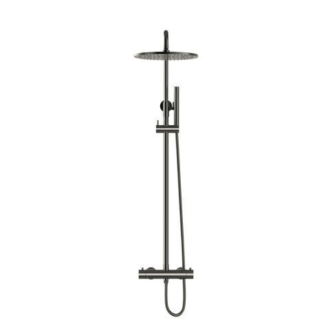 Exposed Thermostatic Shower Valve with Fixed Head & Single-Function Shower Kit - Shadow