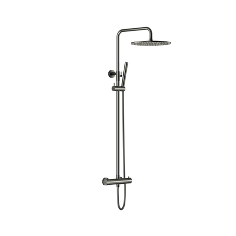 Exposed Thermostatic Shower Valve with Fixed Head & Single-Function Shower Kit - Shadow