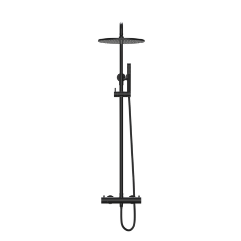 Exposed Thermostatic Shower Valve with Fixed Head & Single-Function Shower Kit - Matte Black