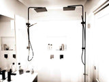 Square Combination Shower Rail 200mm Shower Rose - Matte Black - MZ0202