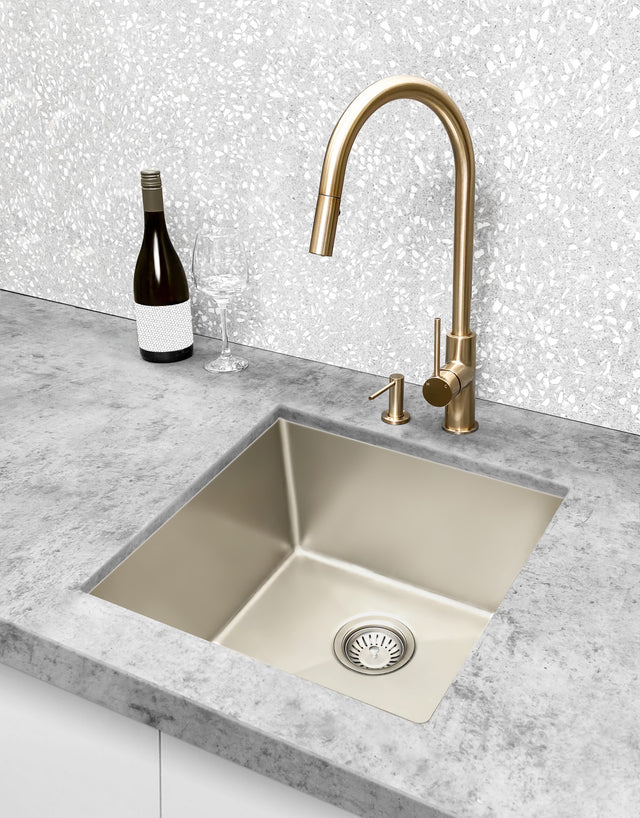 Meir Piccola Pull Out Kitchen Mixer Tap - Champagne (SKU: MK17-CH) Image - 5