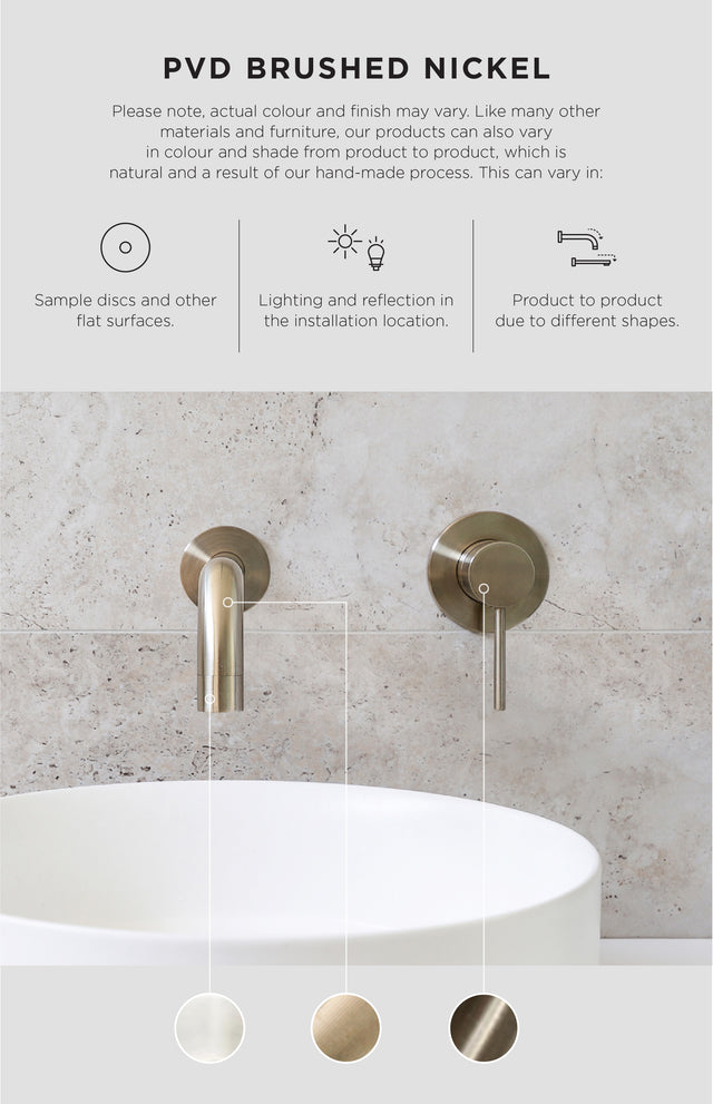 Meir UK Round Wall Shower Curved Arm 400mm - PVD Brushed Nickel (SKU: MA09-400-PVDBN) Image - 3