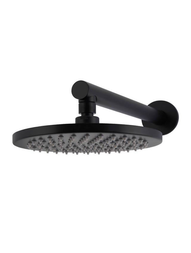 Round Wall Shower, 200mm rose, 300mm arm - Matte Black