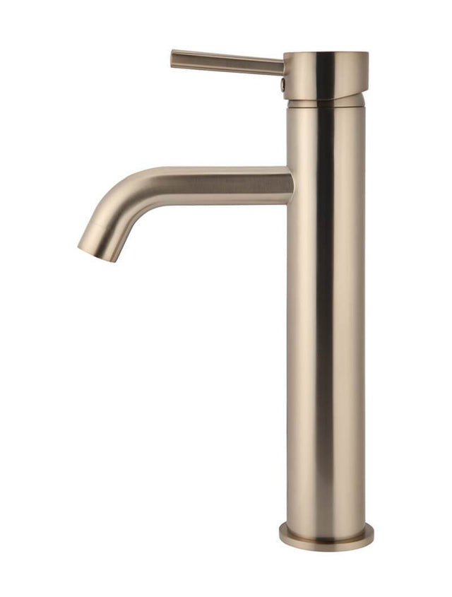 Meir Round Tall Basin Mixer Curved - Champagne (SKU: MB04-R3-CH) Image - 2
