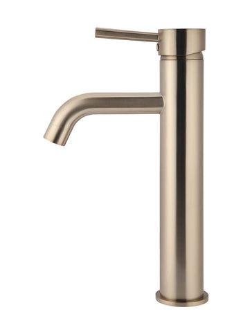 Round Tall Basin Mixer Curved - Champagne
