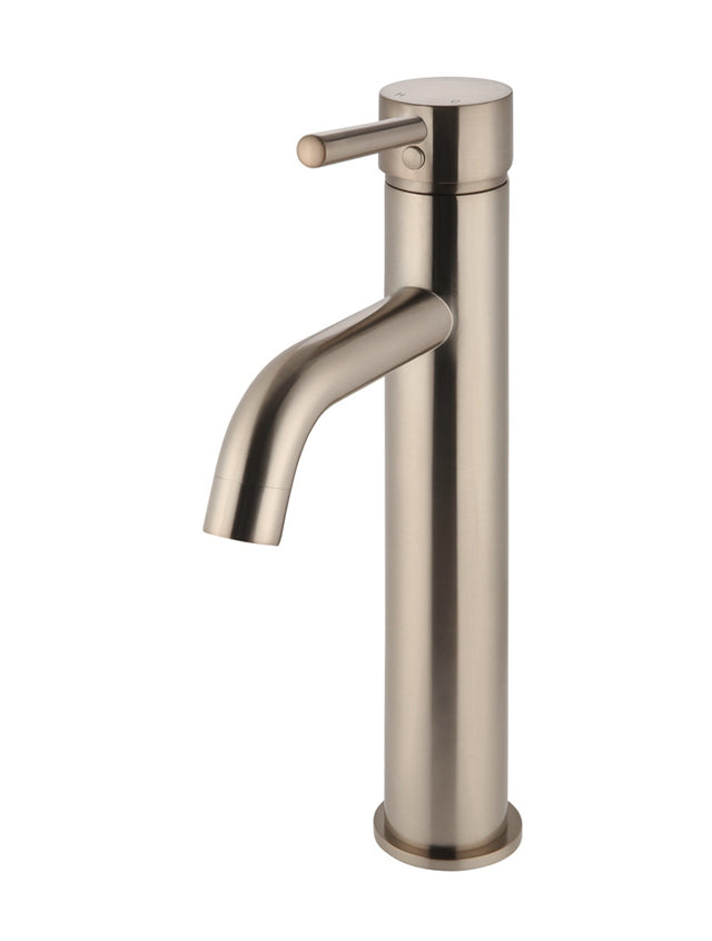 Meir Round Tall Basin Mixer Curved - Champagne (SKU: MB04-R3-CH) Image - 1
