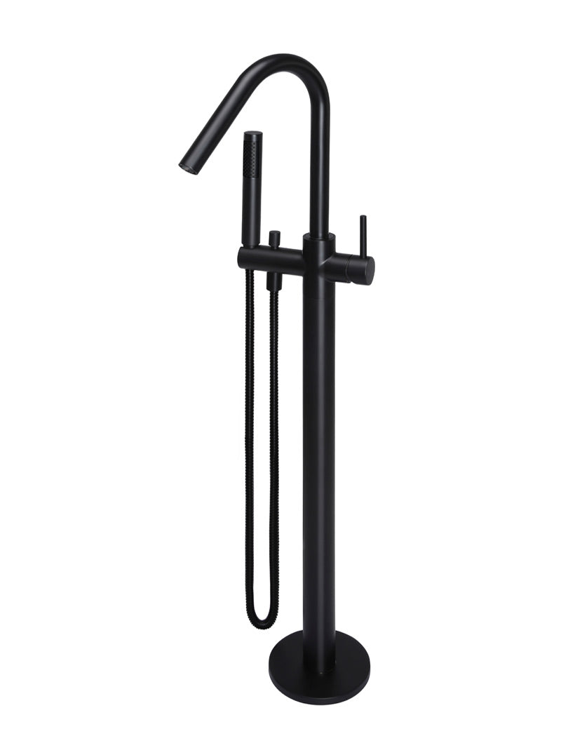 Round Freestanding Bath Spout and Hand Shower - Matte Black (MB09) | Meir
