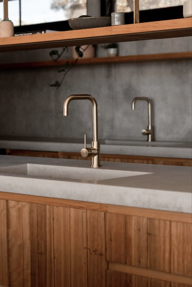 Meir Round Kitchen Mixer Tap - Tiger Bronze (SKU: MK02-PVDBB) Image - 5
