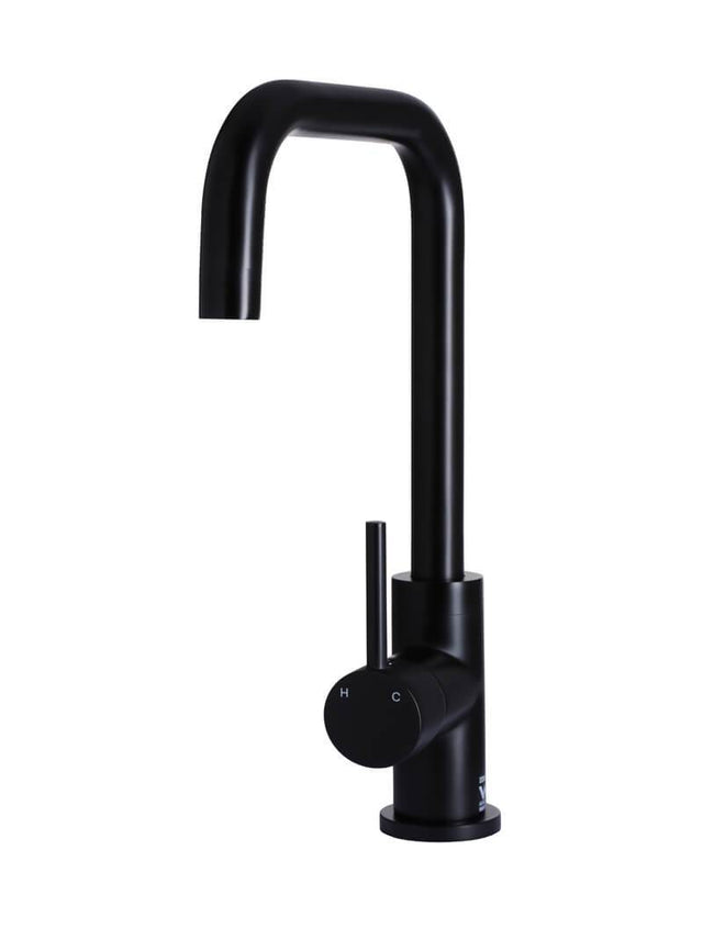 Meir Round Kitchen Mixer Tap Curved - Matte Black (SKU: MK02) Image - 1