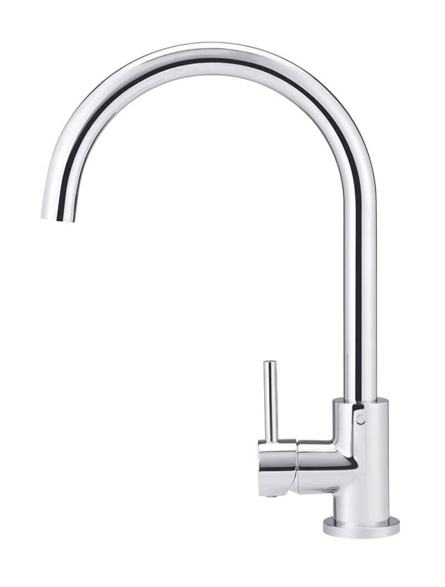 Meir Round Gooseneck Kitchen Mixer Tap - Polished Chrome (SKU: MK03-C) Image - 2