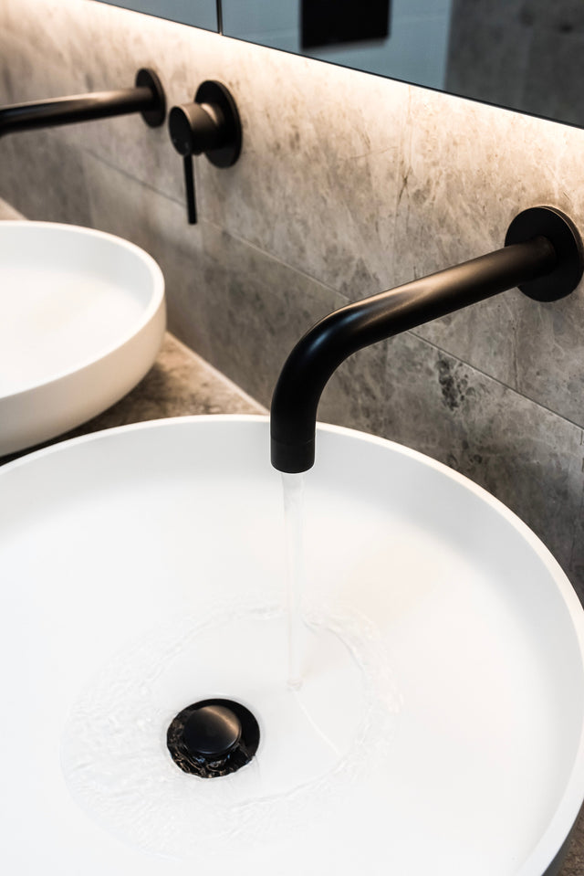 Meir Round Wall Spout for Bath or Basin - Matte Black (SKU: MS05) Image - 5