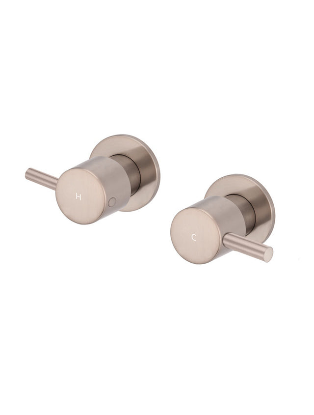 Meir Round Quarter-Turn Wall Taps - Champagne (SKU: MW06-CH) Image - 1