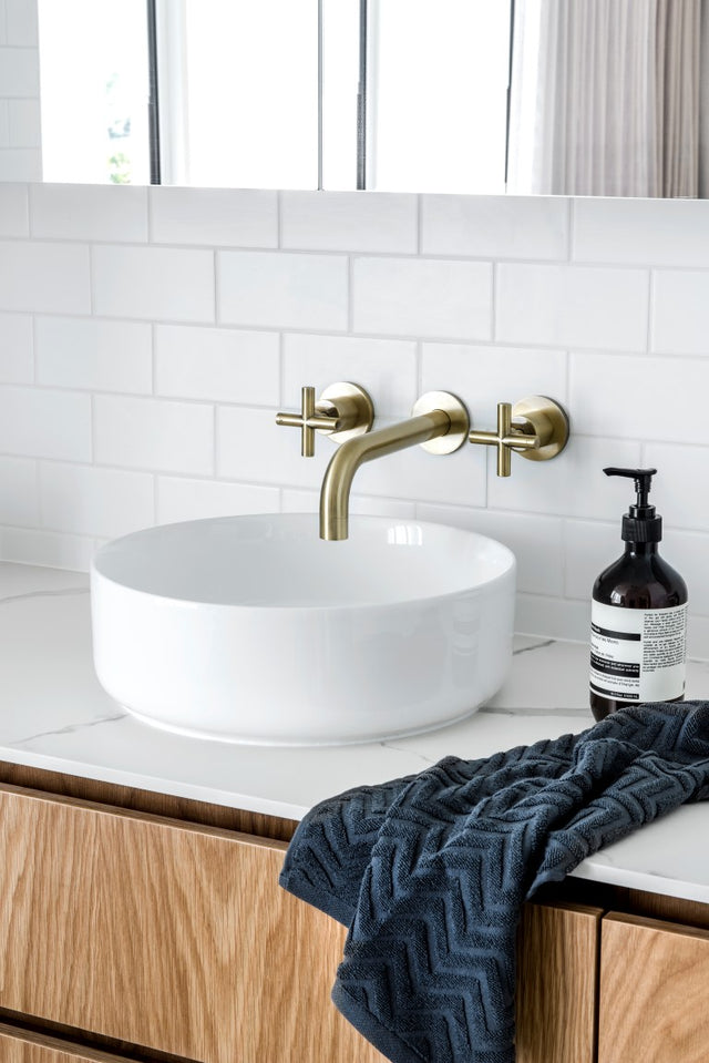 Meir Round Wall Spout for Bath or Basin - Tiger Bronze (SKU: MS05-PVDBB) Image - 2