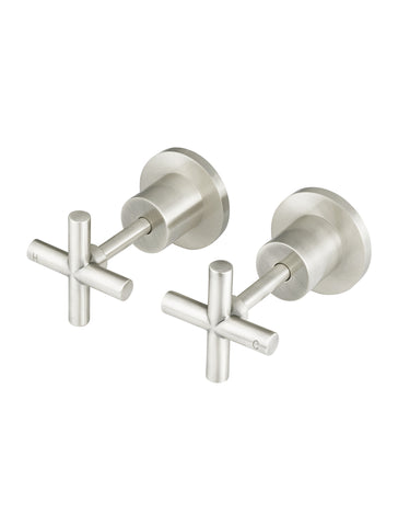 Cross Handle Jumper Valve Wall Top Assemblies - PVD Brushed Nickel