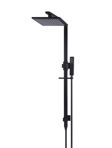 Square Combination Shower Rail 200mm Shower Rose - Matte Black