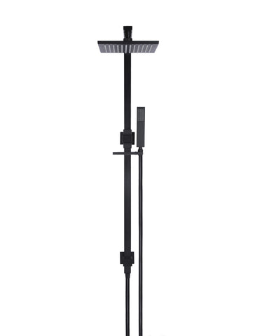 Square Combination Shower Rail 200mm Shower Rose - Matte Black
