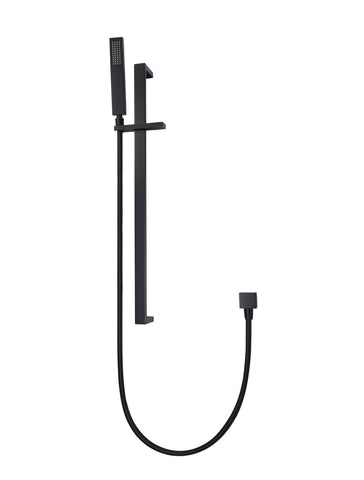 Square Shower on Rail Column - Matte Black