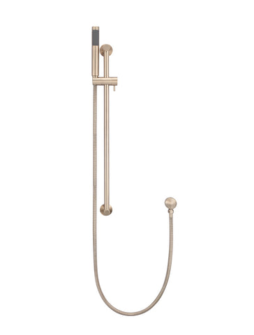 Round Shower on Rail Column, Single Function Hand Shower - Champagne