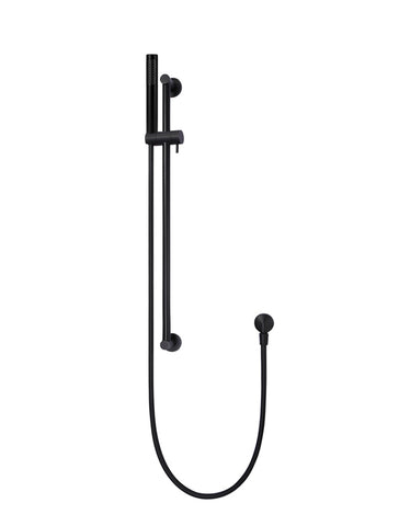 Round Shower on Rail Column, Single Function Hand Shower - Matte Black