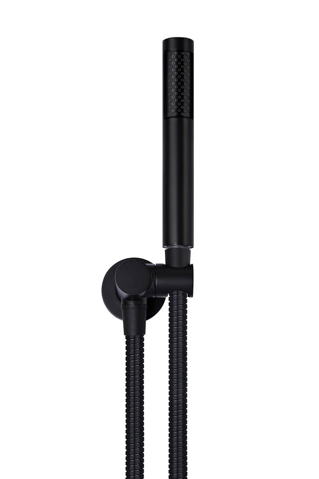 Meir Round Shower on Bracket - Matte Black (SKU: MZ06-R) Image - 2