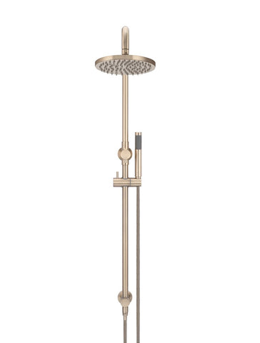 Round Combination Shower Rail, 200mm Head, Single Function Hand Shower - Champagne